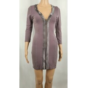 bebe 💗 Long Sleeve Grey Bodycon Zip-up Dress